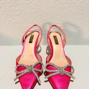 Effy Pink Slingback Heels with Sparkling Bow